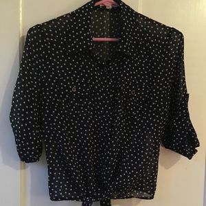 Blue patterned blouse